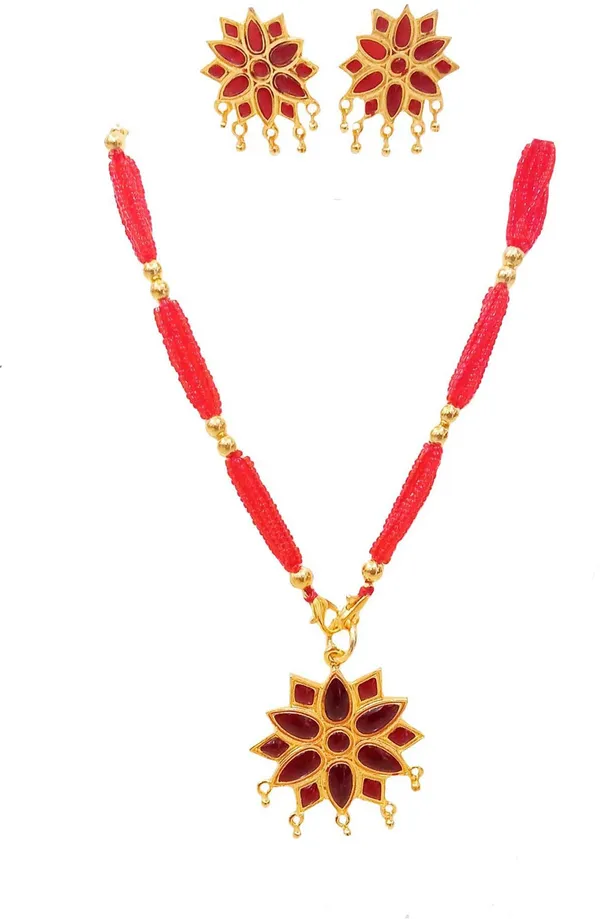 Assamese_Traditional_Red_Meenakari_Star_Jewellery_Set_For_Women